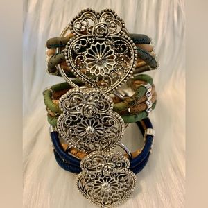 Heart Flower Pendant Cork Bracelet